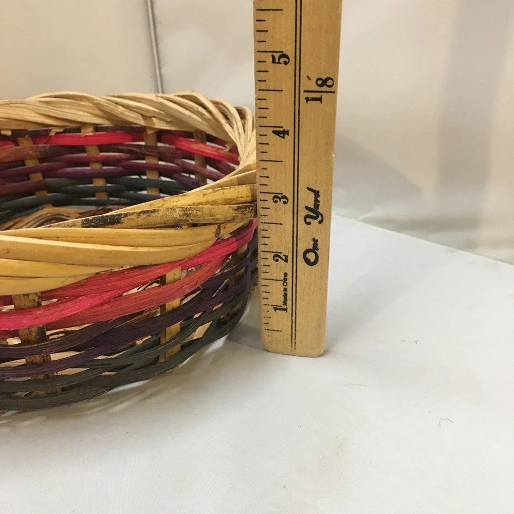 Handmade Woven Basket Home Decor Multi-Color Round Wicker Philippines Rustic